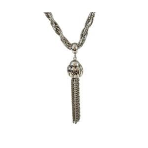 Vintage Silver Tone Ball Tassel Link Necklace